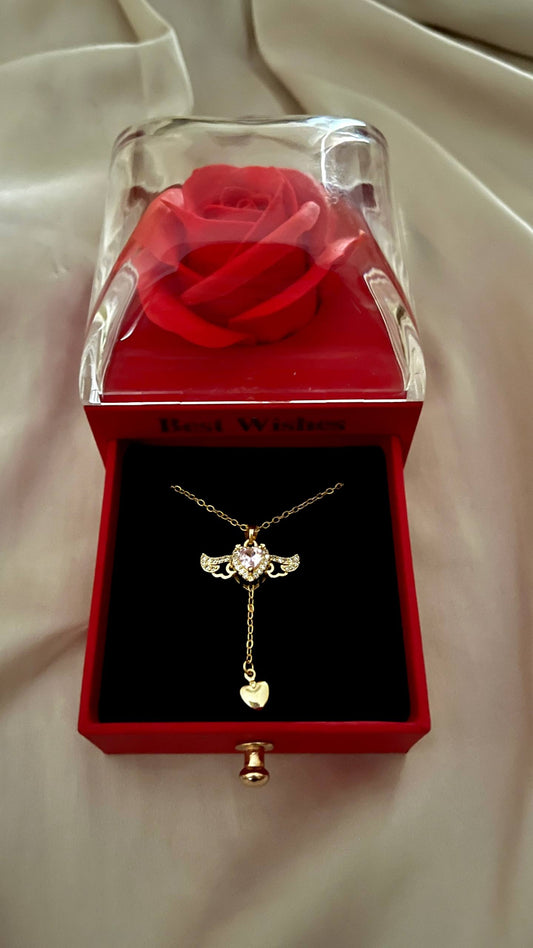 Collier Cœur & Ailes Dorées – Cadeau Romantique